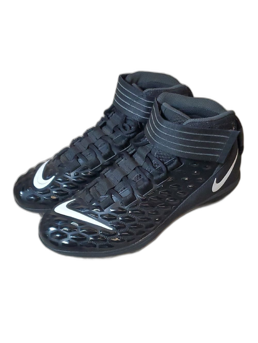 Nike Black and White High-Top Football Cleats 8
